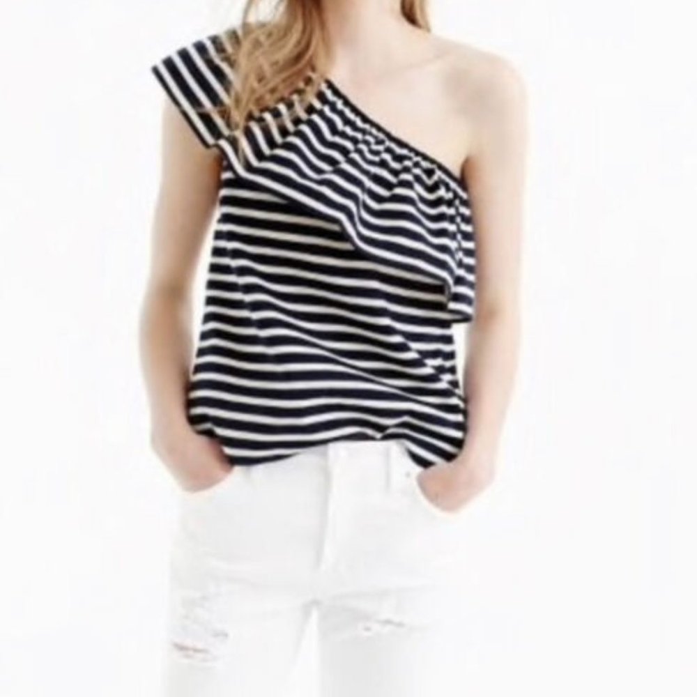 J. Crew Striped One Shoulder Top  NWOT